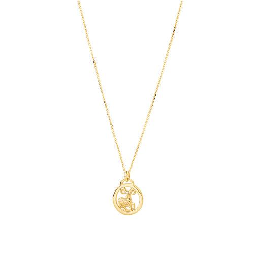 Aries Zodiac Necklace in 10kt Yellow Gold