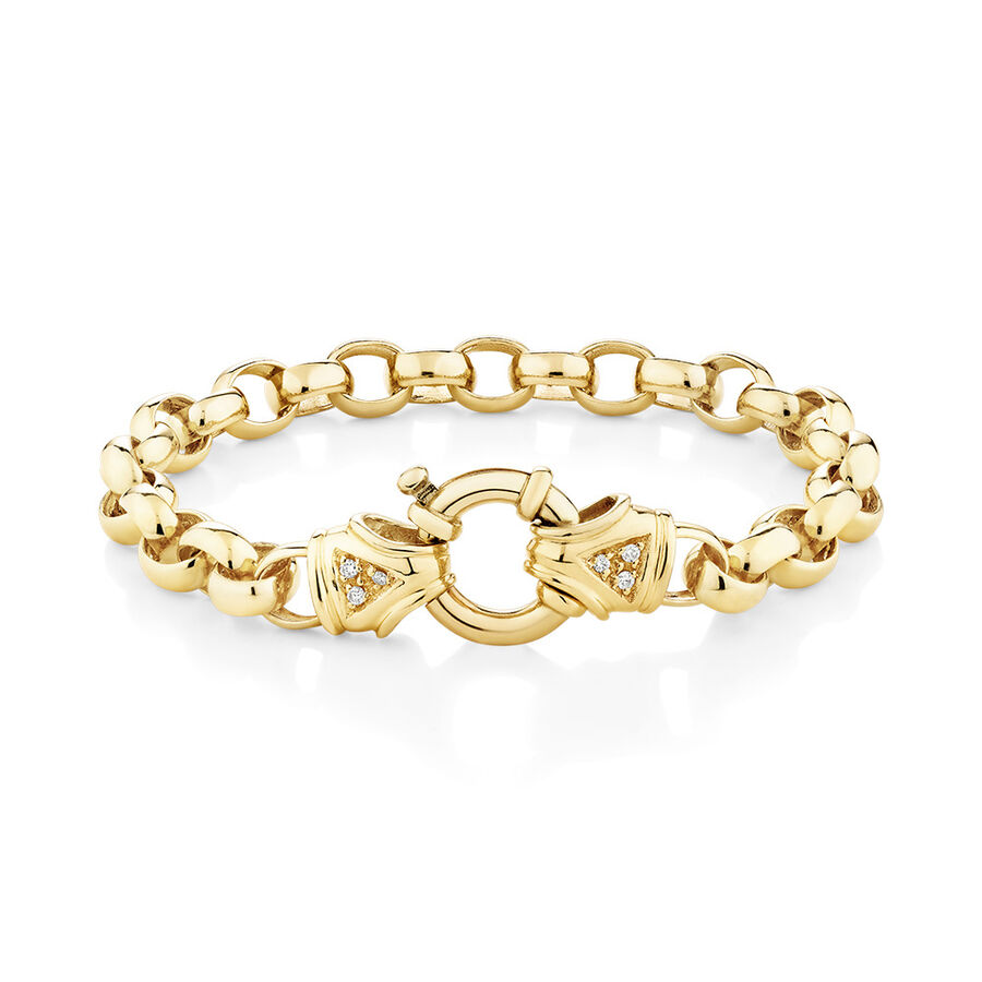 Diamond Set Belcher Bracelet in 10ct Yellow Gold