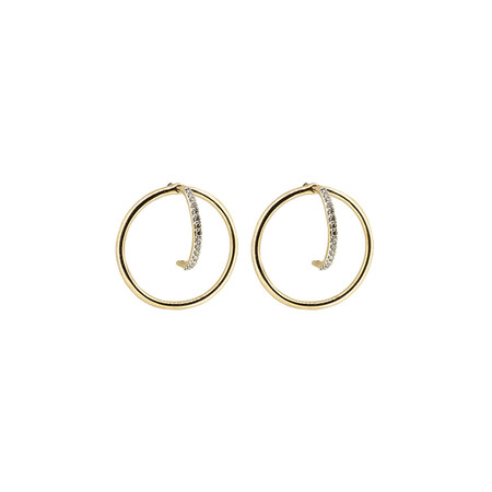 Circle Stud Earrings with Diamonds in 10ct Yellow Gold Circle Stud Earrings with Diamonds in 10ct Yellow Gold