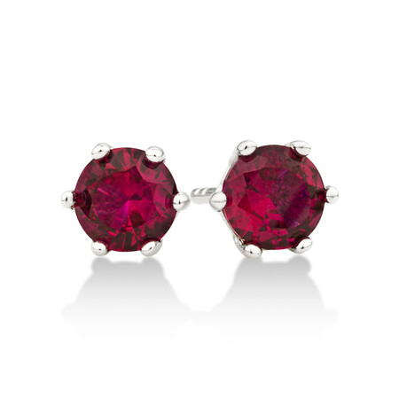 Stud Earrings with Ruby Cubic Zirconia in Sterling Silver Stud Earrings with Ruby Cubic Zirconia in Sterling Silver