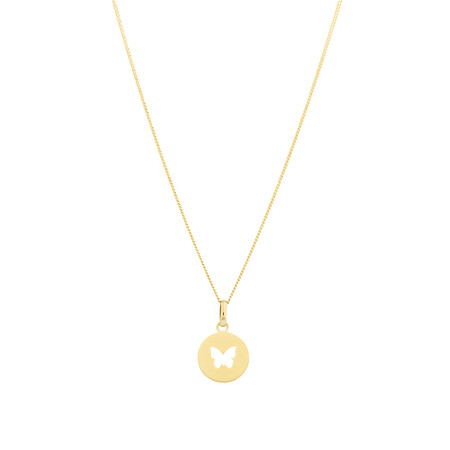 Circle Butterfly Pendant in 10ct Yellow Gold Circle Butterfly Pendant in 10ct Yellow Gold