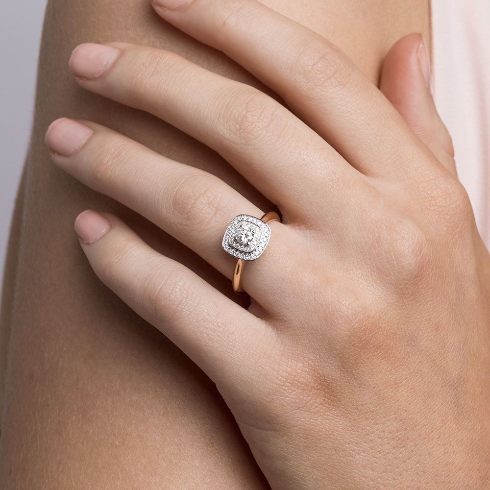 Whitefire Engagement Ring with 1/2 Carat TW of Diamonds in 18ct White & Yellow Gold & 22ct Yellow Gold