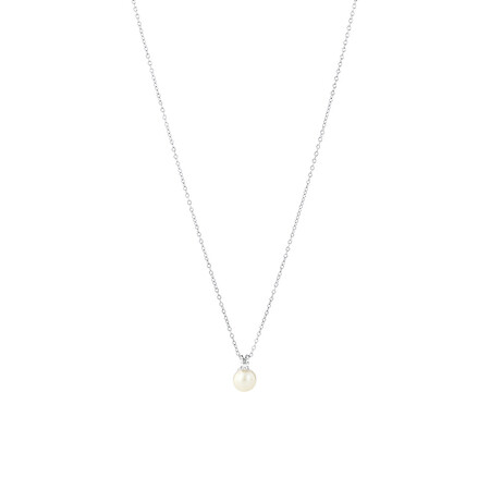 Pendant with Cultured Freshwater Pearl & Cubic Zirconia in Sterling Silver
