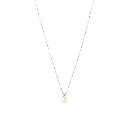 Pendant with Cultured Freshwater Pearl & Cubic Zirconia in Sterling Silver Pendant with Cultured Freshwater Pearl & Cubic Zirconia in Sterling Silver