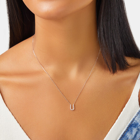 U Initial Necklace with 0.10 Carat TW of Diamonds in 10kt White Gold U Initial Necklace with 0.10 Carat TW of Diamonds in 10kt White Gold