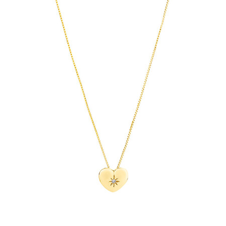 Heart Pendant with Diamonds in 10ct Yellow Gold