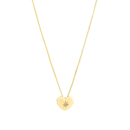 Heart Pendant with Diamonds in 10ct Yellow Gold Heart Pendant with Diamonds in 10ct Yellow Gold
