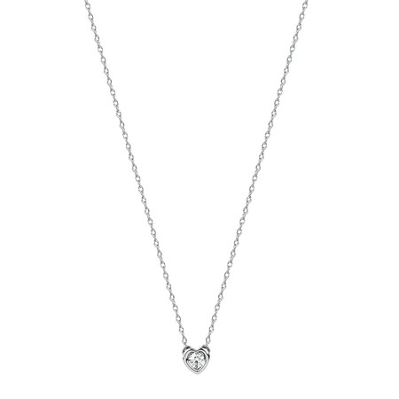 Heart Pendant Necklace with Diamonds in Sterling Silver