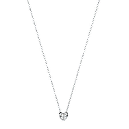 Heart Pendant Necklace with Diamonds in Sterling Silver Heart Pendant Necklace with Diamonds in Sterling Silver