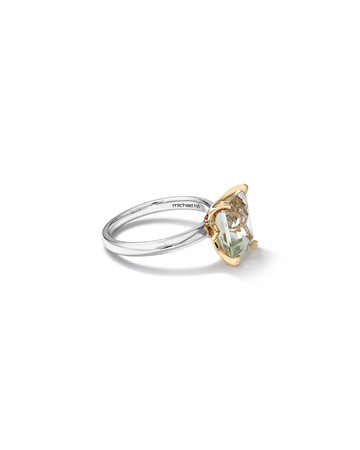 Ring with Green Amethyst in Sterling Silver & 10kt Yellow Gold Ring with Green Amethyst in Sterling Silver & 10kt Yellow Gold