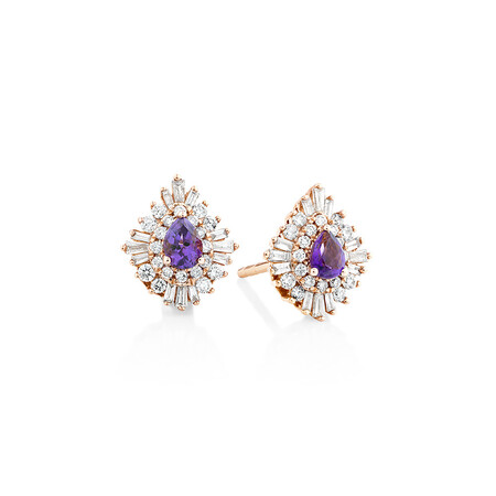 Ballerina Earrings with Amethyst & 0.50 Carat TW of Diamonds in 10kt Rose Gold Ballerina Earrings with Amethyst & 0.50 Carat TW of Diamonds in 10kt Rose Gold