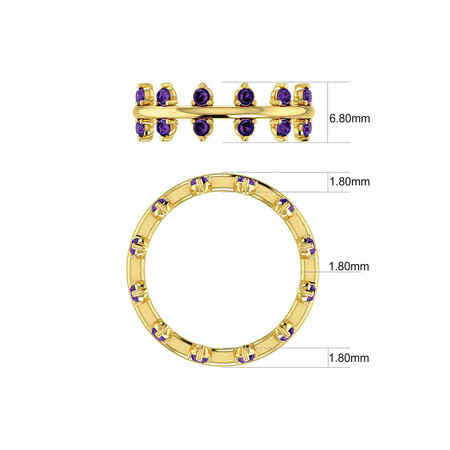 Double Zipper Ring With Natural Amethyst in 10kt Yellow Gold Double Zipper Ring With Natural Amethyst in 10kt Yellow Gold