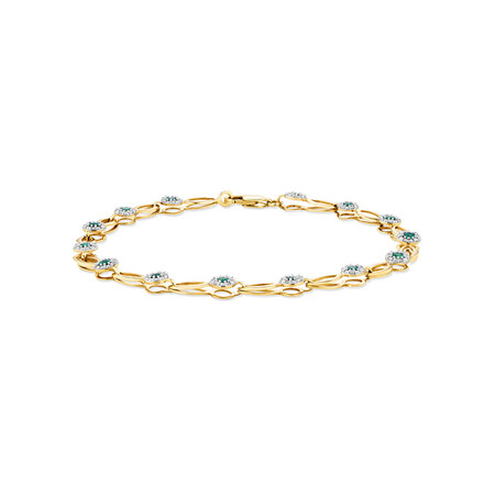 Bracelet with Laboratory Created Emerald & 0.25 Carat TW of Natural Diamonds in 10kt Yellow Gold Bracelet with Laboratory Created Emerald & 0.25 Carat TW of Natural Diamonds in 10kt Yellow Gold