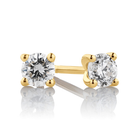 Stud Earrings with 0.33 Carat TW of Diamonds in 10ct Yellow Gold