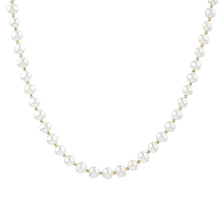 42cm (16") Necklace with Cultured Freshwater Pearls in 10kt Yellow Gold 42cm (16") Necklace with Cultured Freshwater Pearls in 10kt Yellow Gold