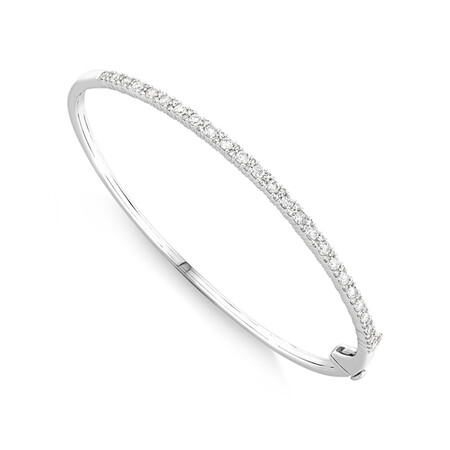 61mm Oval Diamond Bangle with 1 Carat TW of Diamonds in 10kt White Gold 61mm Oval Diamond Bangle with 1 Carat TW of Diamonds in 10kt White Gold