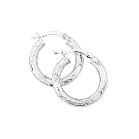 20mm Diamond Cut Hoop Earrings In Sterling Silver 20mm Diamond Cut Hoop Earrings In Sterling Silver
