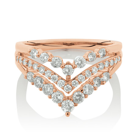 Three Row Chevron Ring with 0.75 Carat TW of Diamonds in 10kt Rose Gold Three Row Chevron Ring with 0.75 Carat TW of Diamonds in 10kt Rose Gold