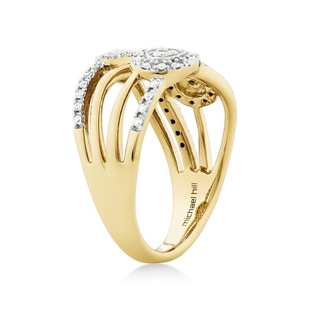 Fancy Cluster Ring with 0.30 Carat TW of Diamonds in 10kt Yellow Gold Fancy Cluster Ring with 0.30 Carat TW of Diamonds in 10kt Yellow Gold