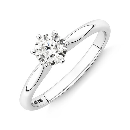 Certified Solitaire Engagement Ring with a 1/2 Carat TW Diamond in 18ct White Gold Certified Solitaire Engagement Ring with a 1/2 Carat TW Diamond in 18ct White Gold