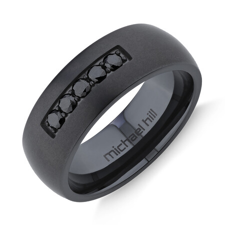 8mm Black Titanium Ring with Enhanced Black Diamonds 8mm Black Titanium Ring with Enhanced Black Diamonds