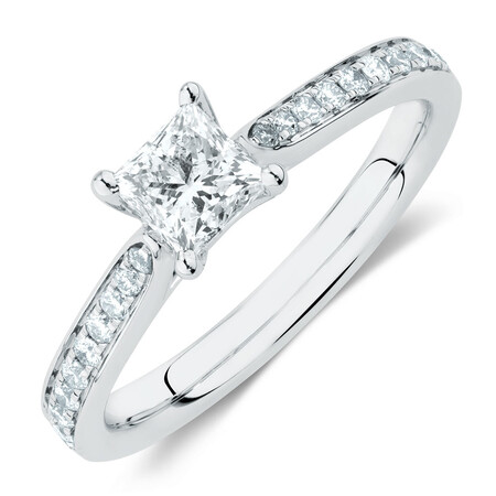 Solitaire Engagement Ring With 0.78 Carat TW of Diamonds In 14kt White Gold Solitaire Engagement Ring With 0.78 Carat TW of Diamonds In 14kt White Gold