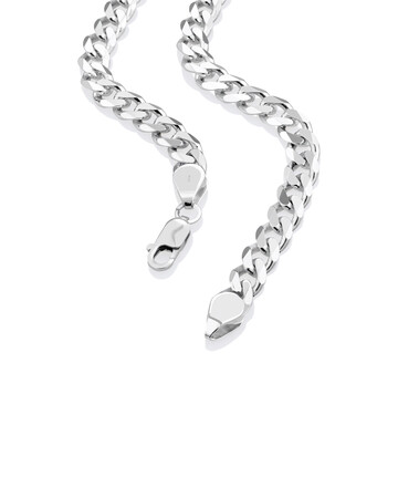 55cm (22") 7mm-7.5mm Width Curb Chain in Sterling Silver 55cm (22") 7mm-7.5mm Width Curb Chain in Sterling Silver