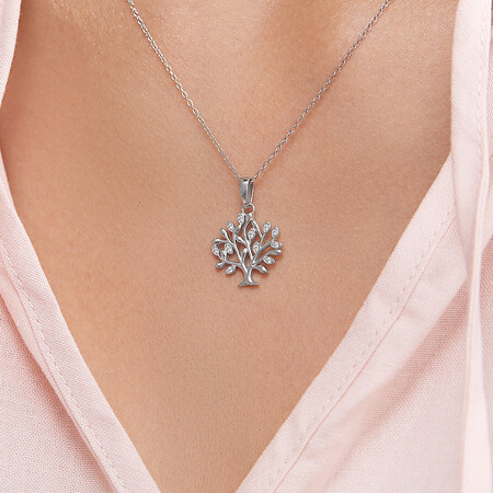Tree of Life Pendant with Cubic Zirconia in Sterling Silver Tree of Life Pendant with Cubic Zirconia in Sterling Silver