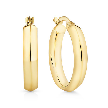 15mm Polished Hoop Earrings In 10kt Yellow Gold
