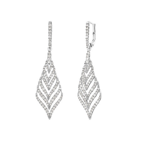 Leaf Drop Earrings With 1.75 Carat TW Of Diamonds In 10kt White Gold Leaf Drop Earrings With 1.75 Carat TW Of Diamonds In 10kt White Gold