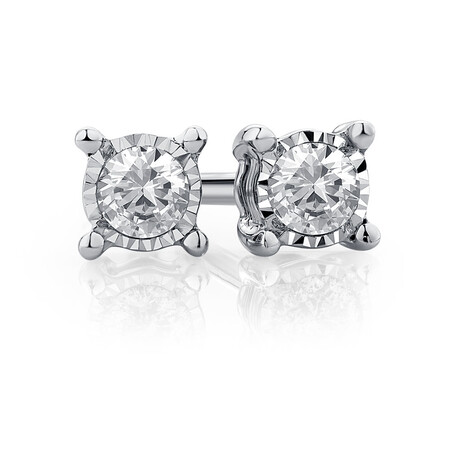 Stud Earrings with Diamonds in Sterling Silver Stud Earrings with Diamonds in Sterling Silver