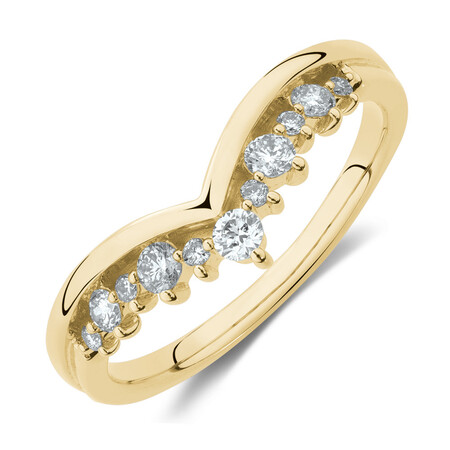 Chevron Ring with 0.25 Carat TW of Diamonds in 10ct Yellow Gold Chevron Ring with 0.25 Carat TW of Diamonds in 10ct Yellow Gold