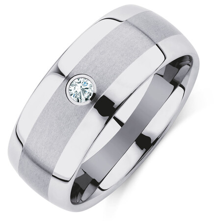 Ring with Diamond in Grey Sapphire Tungsten Ring with Diamond in Grey Sapphire Tungsten