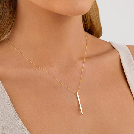 Vertical Bar Pendant In 10ct Yellow Gold Vertical Bar Pendant In 10ct Yellow Gold