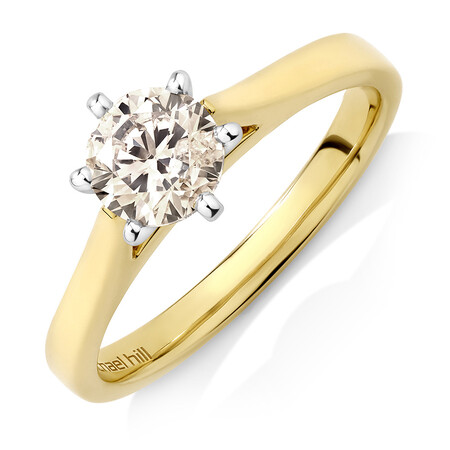 Solitaire Engagement Ring with 0.90 Carat Diamond in 14ct Yellow & White Gold Solitaire Engagement Ring with 0.90 Carat Diamond in 14ct Yellow & White Gold