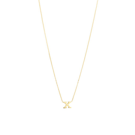"X" Initial Necklace in 10ct Yellow Gold