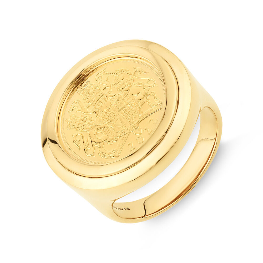 Half Sovereign Ring in 10kt 22kt Yellow Gold