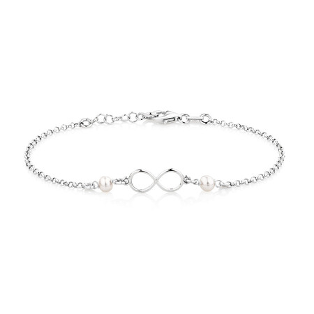 Infinity Bracelet with Cultured Freshwater Pearls in Sterling Silver Infinity Bracelet with Cultured Freshwater Pearls in Sterling Silver