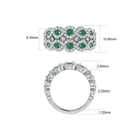 2 Row Ring with Emerald & 0.80 Carat TW of Diamonds in 14kt White Gold 2 Row Ring with Emerald & 0.80 Carat TW of Diamonds in 14kt White Gold