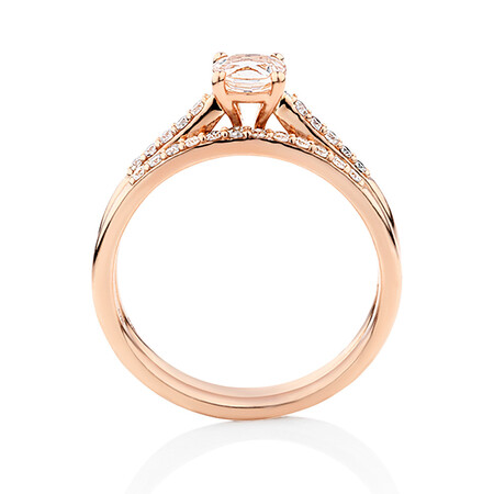 Evermore Bridal Set with Morganite & 0.20 Carat TW of Diamonds in 10ct Rose Gold Evermore Bridal Set with Morganite & 0.20 Carat TW of Diamonds in 10ct Rose Gold