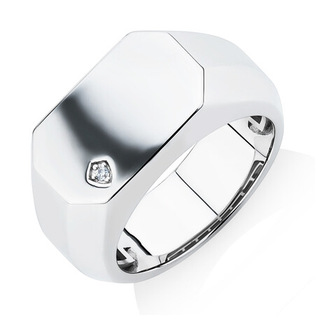 Rectangle Signet Ring with Diamonds in Sterling silver Rectangle Signet Ring with Diamonds in Sterling silver