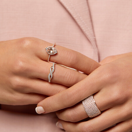 Halo Ring with Morganite & 0.20 Carat TW of Diamonds in 10ct Rose Gold Halo Ring with Morganite & 0.20 Carat TW of Diamonds in 10ct Rose Gold