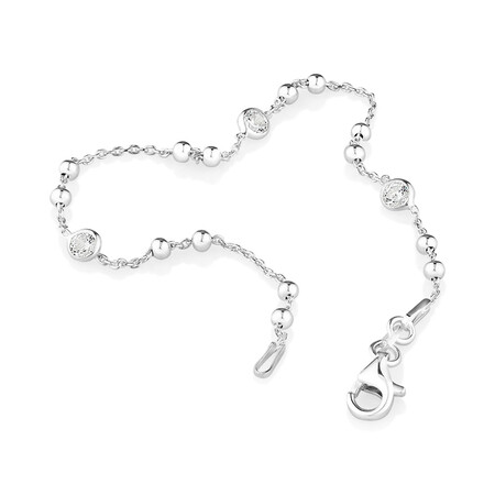 18cm (7") Ball Bracelet with Cubic Zirconia in Sterling Silver 18cm (7") Ball Bracelet with Cubic Zirconia in Sterling Silver