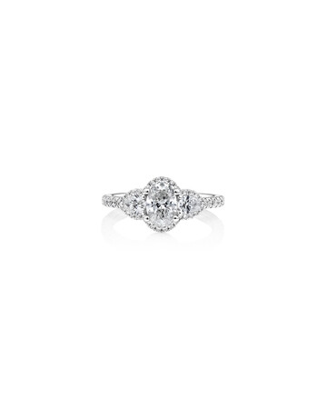 Sir Michael Hill Designer Three Stone Halo Engagement Ring with 1.26 Carat TW of Diamonds in 18kt White Gold Sir Michael Hill Designer Three Stone Halo Engagement Ring with 1.26 Carat TW of Diamonds in 18kt White Gold