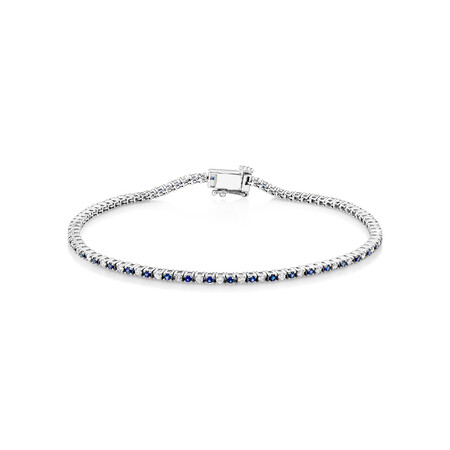 Bracelet with Laboratory Created Sapphire & Natural Diamond in Sterling Silver Bracelet with Laboratory Created Sapphire & Natural Diamond in Sterling Silver