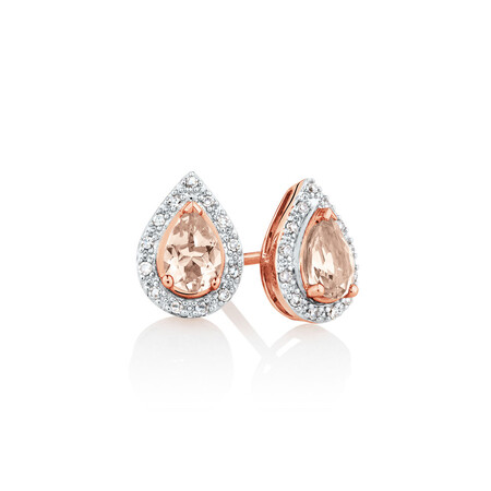 Earrings with Morganite & Diamonds in 10ct Rose Gold Earrings with Morganite & Diamonds in 10ct Rose Gold
