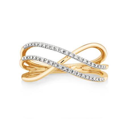 Crossover Ring with Diamonds in 10kt Yellow Gold Crossover Ring with Diamonds in 10kt Yellow Gold