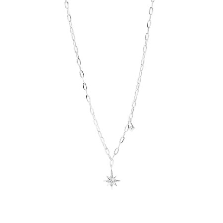 50cm North Star Necklace with Cubic Zirconia in Sterling Silver