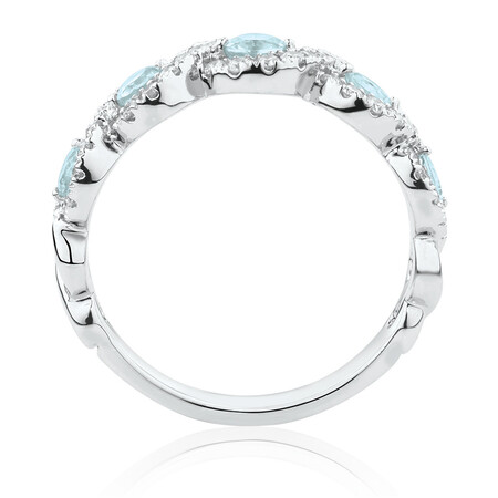 Bubble Ring with 0.46 Carat TW of Diamonds & Natural Aquamarine in 14ct White Gold Bubble Ring with 0.46 Carat TW of Diamonds & Natural Aquamarine in 14ct White Gold