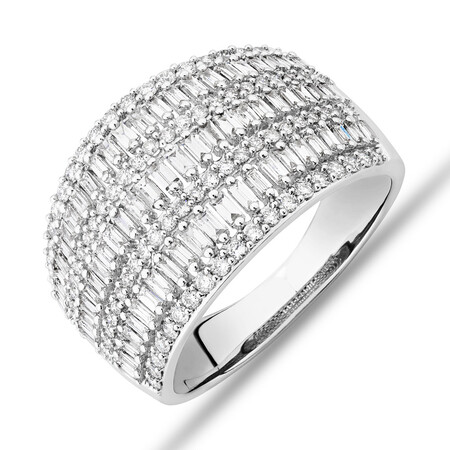 Multi Row Ring with 1.00ct TW of Diamonds in 14ct White Gold Multi Row Ring with 1.00ct TW of Diamonds in 14ct White Gold
